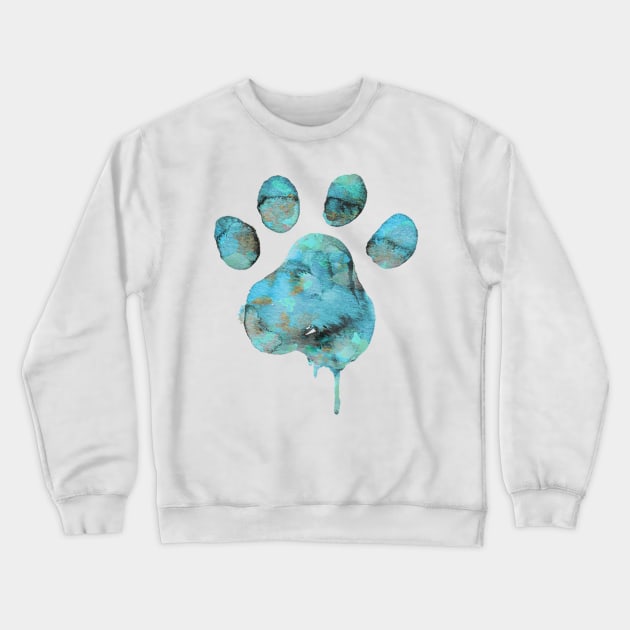 Watercolor Paw - Blue Crewneck Sweatshirt by veerkun